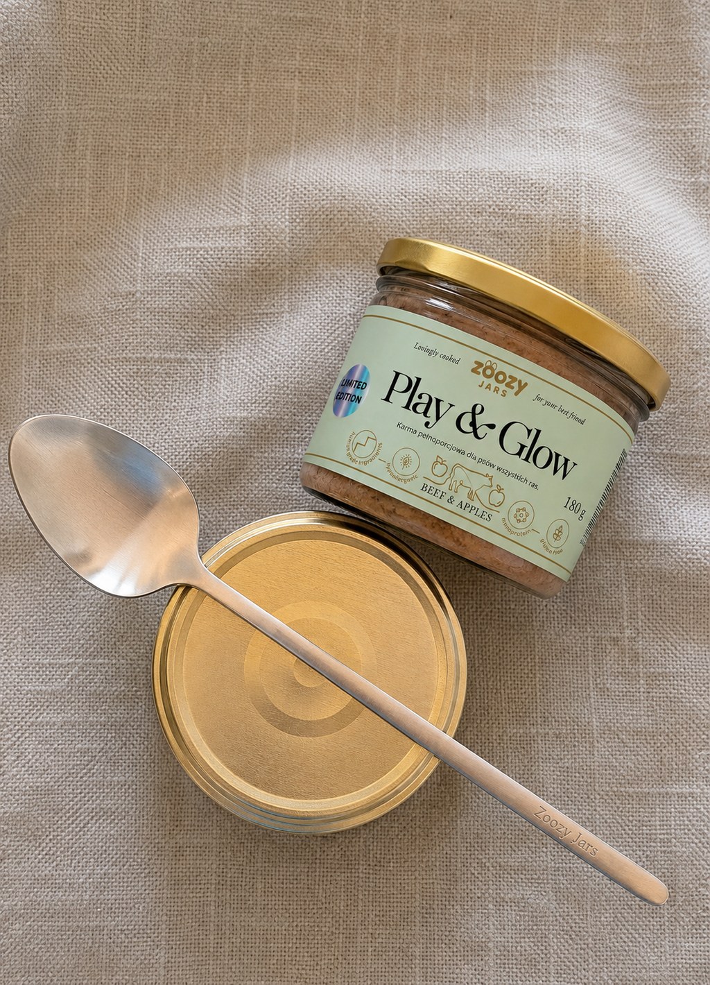 Play & Glow jar with the Zoozy Jars spoon — a beautiful feeding ritual